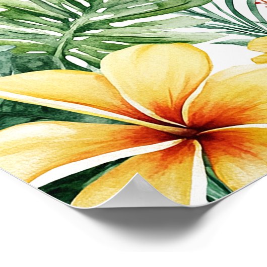 熱帯フローラブライダルシャワーウェルカムサイン ポスター (角)