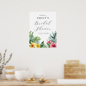 熱帯フローラブライダルシャワーウェルカムサイン ポスター (キッチン)
