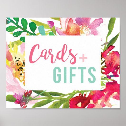 熱帯フローラブライダルシャワーカードとギフトサイン ポスター (正面)