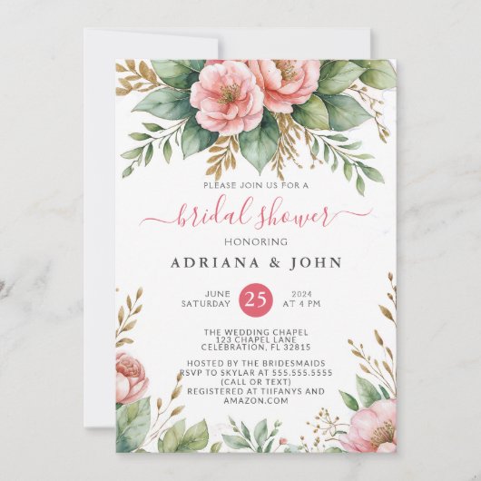 熱帯フローラブライダルシャワービーチ結婚パーティー 招待状 (正面)