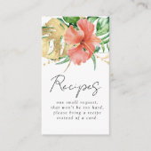 熱帯フローラブライダルシャワーレシピ要求 エンクロージャーカード (正面)