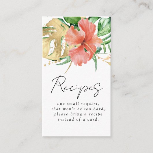熱帯フローラブライダルシャワーレシピ要求 エンクロージャーカード (正面)