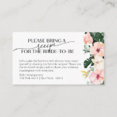 熱帯フローラブライダルシャワーレシピ要求 エンクロージャーカード (正面)