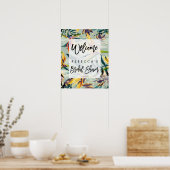 熱帯フローラブライダルシャワー歓迎サイン ポスター (キッチン)