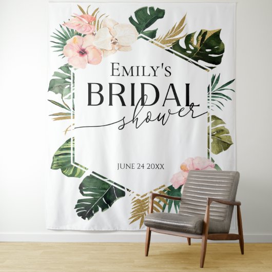 熱帯フローラブライダルシャワー背景フォトプロップ タペストリー (インサイチュ)