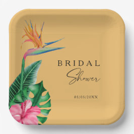 熱帯フローラブライダルシャワー ペーパープレート