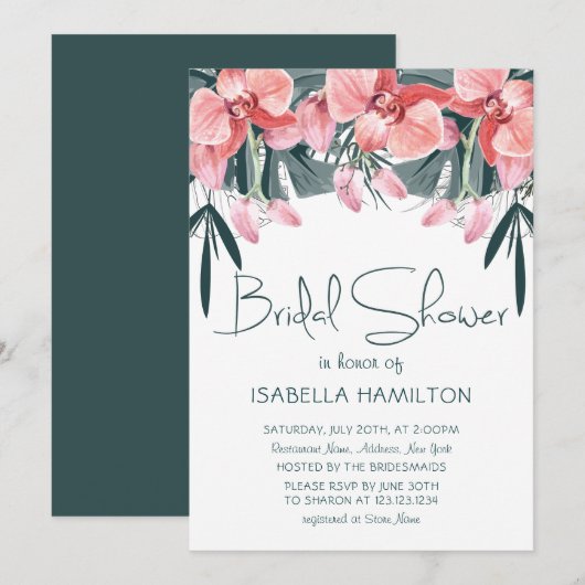 熱帯フローラブライダルシャワー 招待状 (正面/裏面)