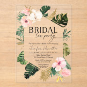 熱帯フローラブライダル茶パーティーブライダルシャワー アクリル招待状 (正面)