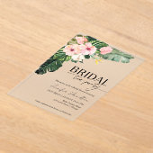 熱帯フローラブライダル茶パーティーブライダルシャワー アクリル招待状 (レイダウン)