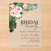 熱帯フローラブライダル茶パーティーブライダルシャワー アクリル招待状 (正面)
