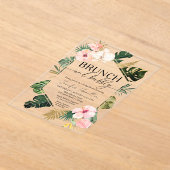 熱帯フローラブランチ&バブリーブライダルシャワー アクリル招待状 (レイダウン)
