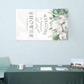 熱帯フローラホワイトキングプロテアブライダルシャワー 横断幕 (トレードショー)