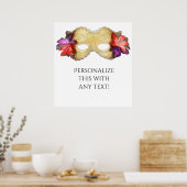 熱帯フローラマスカレードマスクパーティーバナー ポスター (キッチン)