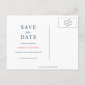 熱帯フローラモダンフレ結婚ームタイポグラフィ 案内ポストカード (裏面)