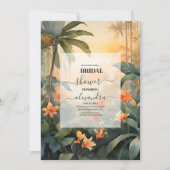 熱帯フローラモダン夏ブライダルシャワー 招待状 (正面)