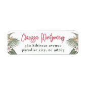 熱帯フローラモダン夏差出人住所 ラベル (正面)