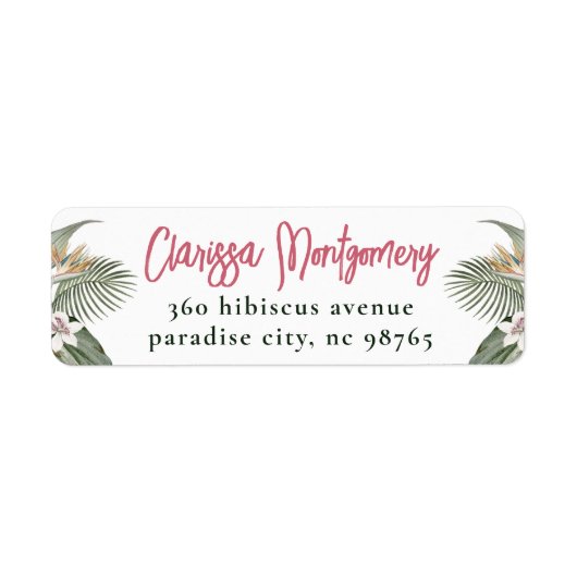 熱帯フローラモダン夏差出人住所 ラベル (正面)