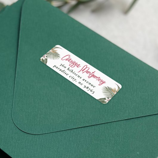 熱帯フローラモダン夏差出人住所 ラベル