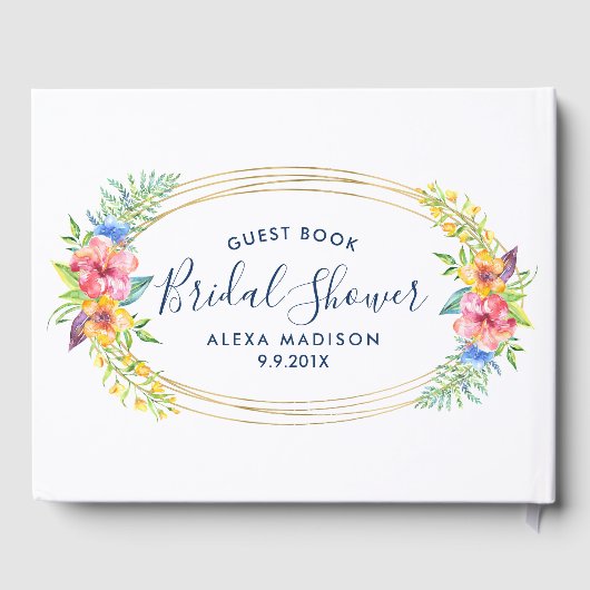 熱帯フローラモダン花束楕円形 ゲストブック (裏面)