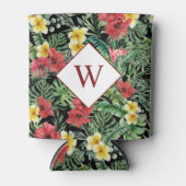 熱帯フローラモノグラムブラック 缶クーラー (正面)