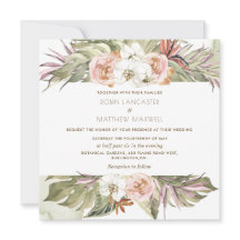 熱帯フローラヤシの葉、緑の結婚正方形