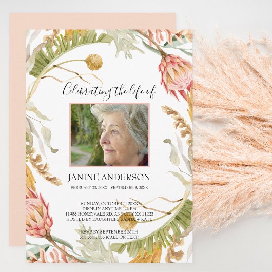 熱帯フローラライフお祝い写真 招待状