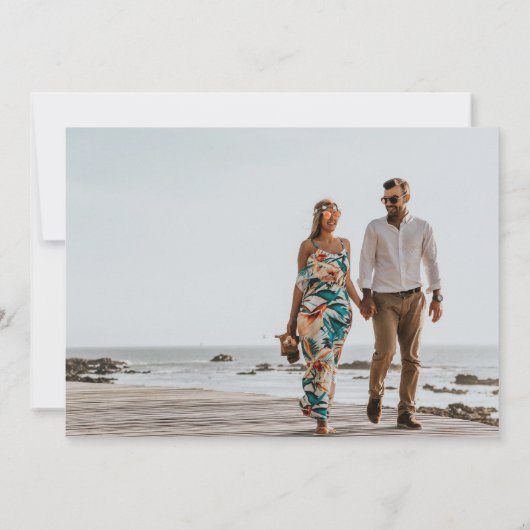 熱帯フローララブとビーチ写真 セーブザデート (裏面)