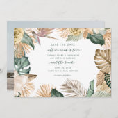 熱帯フローララブとビーチ写真 セーブザデート (正面/裏面)