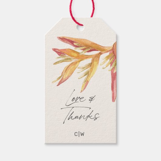熱帯フローララヴ感謝してい結婚式の引き出物 ギフトタグ (正面)