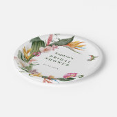 熱帯フローラリースブライダルシャワー招待 ペーパープレート (アングル)