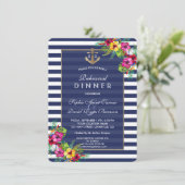 熱帯フローラルアウ(ハワイ式宴会)ネイビーストライプズのリハーサルディナー 招待状 (スタンド正面)