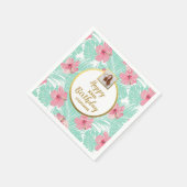 熱帯フローラルアウ（ハワイ式宴会）パーム離れ誕生日写真 スタンダードカクテルナプキン (角)