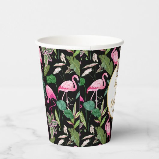 熱帯フローラルアウ（ハワイ式宴会）、フラミンゴス、誕生日写真 紙コップ (右)