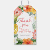 熱帯フローラルアウ（ハワイ式宴会）ベビーシャワー ギフトタグ (正面)