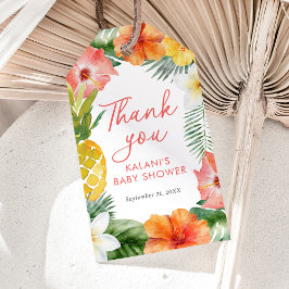 熱帯フローラルアウ（ハワイ式宴会）ベビーシャワー ギフトタグ