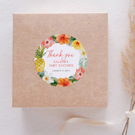 熱帯フローラルアウ（ハワイ式宴会）ベビーシャワー ラウンドシール
