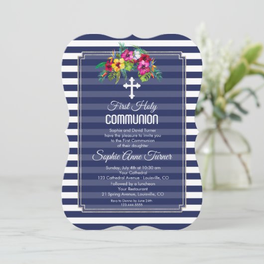 熱帯フローラルアウ(ハワイ式宴会)海軍第一聖餐式 招待状 (スタンド正面)