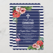 熱帯フローラルアウ(ハワイ式宴会)海軍第一聖餐式 招待状 (正面/裏面)