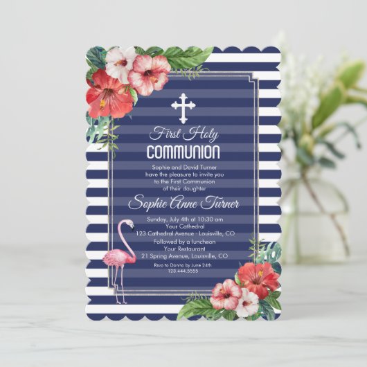 熱帯フローラルアウ（ハワイ式宴会）海軍第一聖餐式 招待状 (スタンド正面)