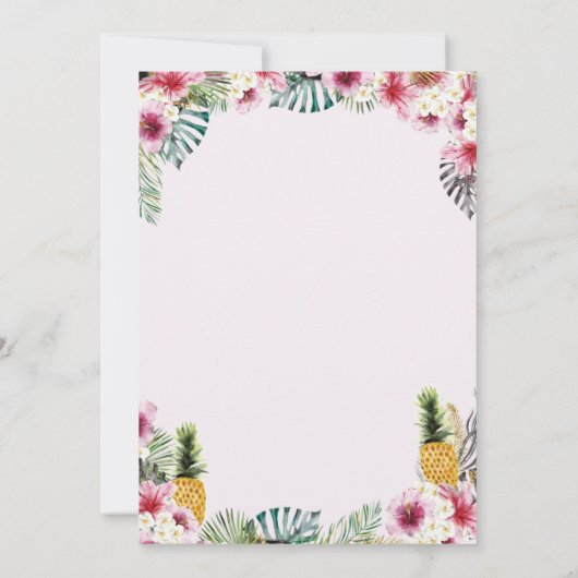 熱帯フローラルアウ（ハワイ式宴会）誕生会 招待状 (裏面)