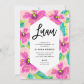 熱帯フローラルアウ（ハワイ式宴会）誕生日招待状 招待状 (正面)