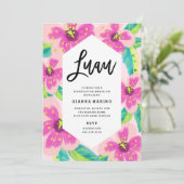 熱帯フローラルアウ(ハワイ式宴会)誕生日招待状 招待状 (スタンド正面)