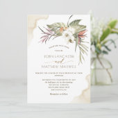 熱帯フローラ乾燥葉パームクリーム結婚ズ 招待状 (スタンド正面)