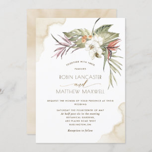 熱帯フローラ乾燥葉パームクリーム結婚ズ 招待状