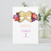 熱帯フローラ仮装マスクテーブル番号カード 招待状 (スタンド正面)