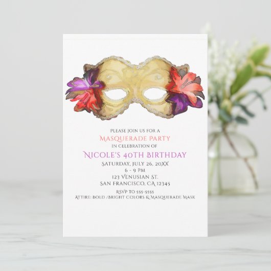 熱帯フローラ仮装マスクパーティの招待状 招待状 (スタンド正面)