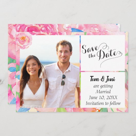 熱帯フローラ写真の保存日付 セーブザデート (正面/裏面)