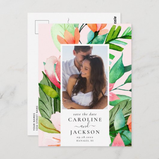 熱帯フローラ写真の保存日時 ポストカード (正面/裏面)