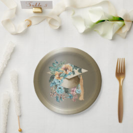 熱帯フローラ卒業ハットとタッセルパーティー ペーパープレート