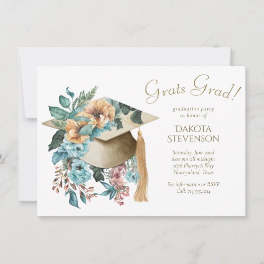 熱帯フローラ卒業ハットとタッセルパーティー 招待状 (正面)